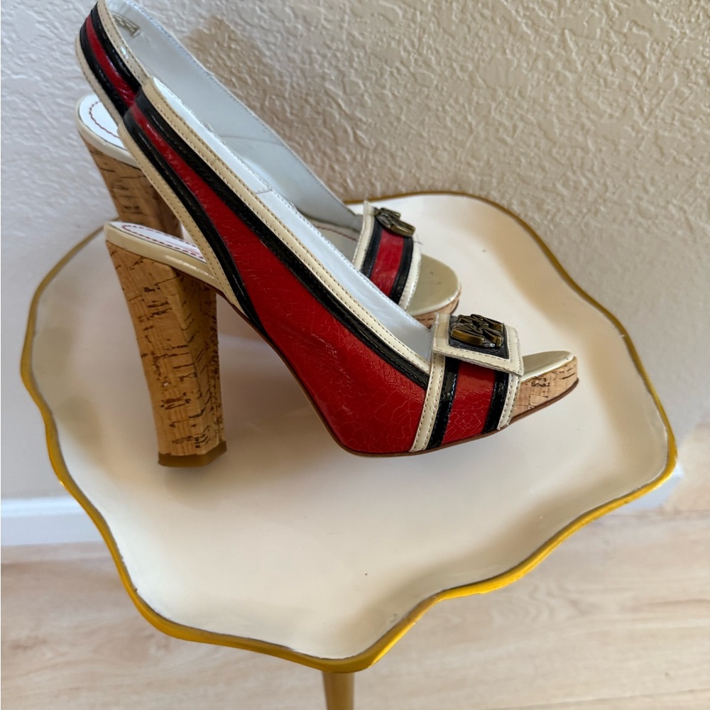 Miss Sixty Red and Black Slingback Heels